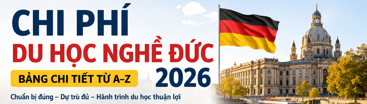 Chi phí du học nghề Đức 2026 với bảng chi tiết từ A đến Z, bao gồm các khoản học phí, sinh hoạt phí và lộ trình chuẩn bị